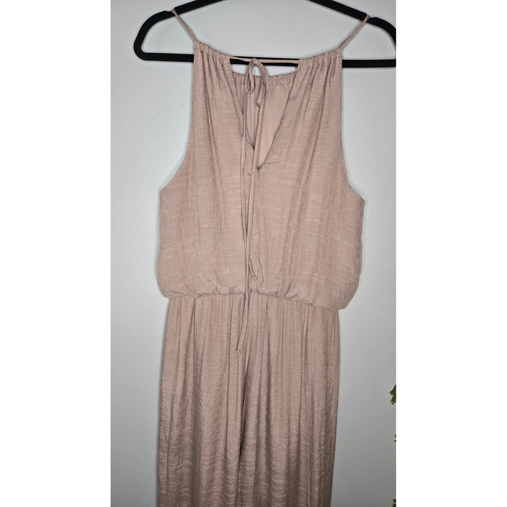 Mittoshop Sleeveless Wide Leg Halter Jumpsuit Taupe Blush Made in USA Large - Picture 6 of 8